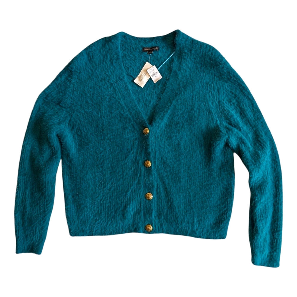 NWT Banana Republic Eyelash Button Cardigan Baltic Blue Teal | XL | Stretchy
